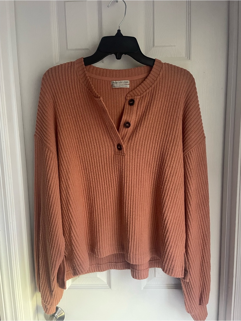 Urban Outfitters Ribbed Henley Top - Dusty Rose